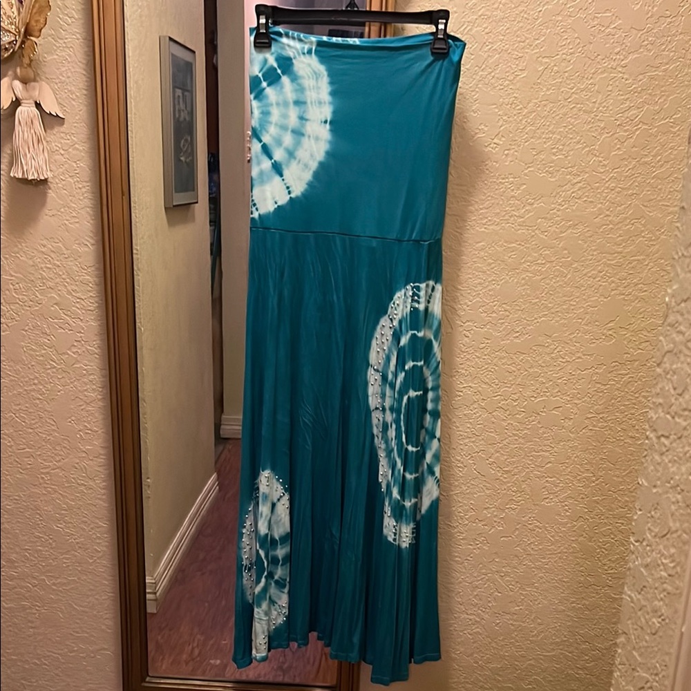 INC International Concepts Blue A-Line Maxi Skirt Resort Wear